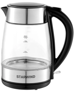 Купить Чайник электрический STARWIND SKG3026 1.7 л серебристый, прозрачный, черный в E-mobi