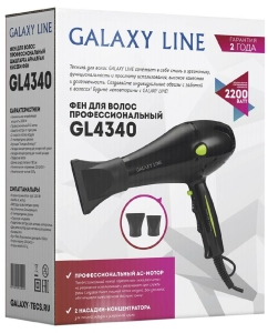 Купить Фен Galaxy GL4340 2200 Вт черный, зеленый  в E-mobi