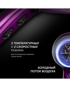 Купить Фен Polaris PHD 2077i Black/Violet  в E-mobi