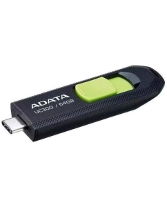 Купить Флеш-накопитель Adata UC300, 64GB, USB 3.2, Type-C, чёрно-зелёный  в E-mobi