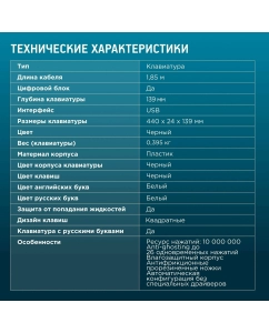 Купить Проводная клавиатура OKLICK 145M  черный (1659983)  в E-mobi