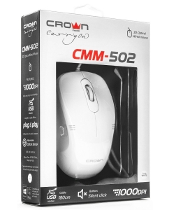 Купить Мышь CrownMicro CMM-502 White (CM000001794)  в E-mobi