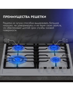 Купить Встраиваемая варочная панель газовая DELVENTO V60V41W011 белый  в E-mobi