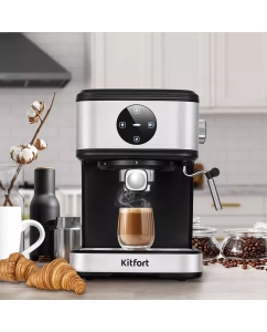Купить Рожковая кофеварка Kitfort КТ-7224 черный, серый  в E-mobi