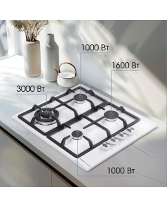 Купить Встраиваемая варочная панель газовая Zigmund & Shtain GN 98.61 W белый  в E-mobi