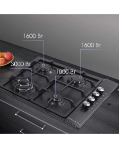 Купить Встраиваемая варочная панель газовая Zigmund & Shtain GN 98.61 B черный  в E-mobi