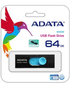 Купить Флешка ADATA UV220 64ГБ Black/Blue (AUV220-64G-RBKBL)  в E-mobi