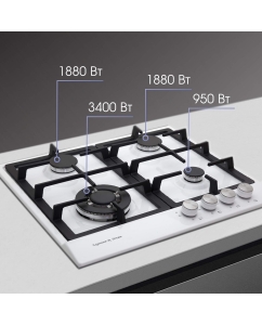 Купить Встраиваемая варочная панель газовая Zigmund & Shtain GN 128.61 W белый  в E-mobi