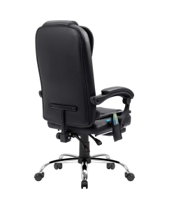 Купить Кресло игровое Defender Cardinal с подножкой и вибромассажем, полиуретан, чёрное  в E-mobi