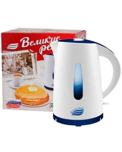 Купить Чайник электрический Великие Реки Томь-1 1.7 л белый, синий  в E-mobi
