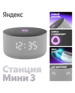 Купить Умная колонка Яндекс Станция Мини 3 - с Алисой серая в E-mobi