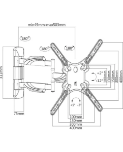 Купить Наклонно-поворотный кронштейн для телевизора ULTRAMOUNTS UM871 23-55 черный  в E-mobi