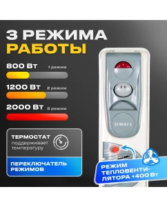 Купить Масляный радиатор EUROLUX ОМ-EU-9НВ White  в E-mobi