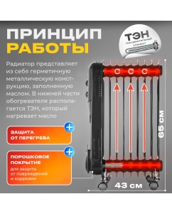 Купить Масляный радиатор Ресанта ОМПТ-9НЧ Black  в E-mobi
