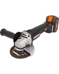 Купить Угловая бесщеточная аккумуляторная шлифмашина WORX 125 мм, 20 В, бесщеточная, 4Ач х1, ЗУ 2А WX812 в E-mobi
