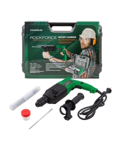 Купить Электрический перфоратор Rockforce сверла 5,7,8x140 мм; зубило плоское 20x220 мм, пика; уголь-е щетки; 220V; 50/60 Гц; 800W; 0-1300 об/мин; 2.8 Дж, maxØ сверл.-24 мм) в кейсе RF-Z1C-DH02-26(57265) в E-mobi