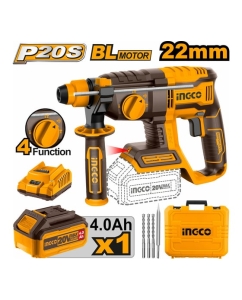 Купить Аккумуляторный перфоратор INGCO SUPER INDUSTRIAL BL 20В, 1хАКБ 4Ач и ЗУ CRHLI202081  в E-mobi