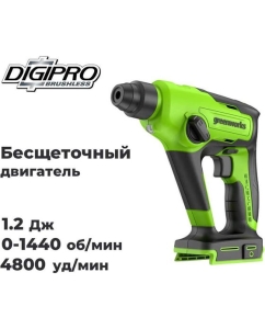 Купить Перфоратор GreenWorks GD24SDS1, 24V, б/щет, 1.2 Дж, 4800уд/мин, 12 мм в бетоне, 1x2Ач, ЗУ, коробка 3803107VUA  в E-mobi