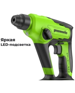 Купить Перфоратор GreenWorks GD24SDS1, 24V, б/щет, 1.2 Дж, 4800уд/мин, 12 мм в бетоне, 1x2Ач, ЗУ, коробка 3803107VUA  в E-mobi