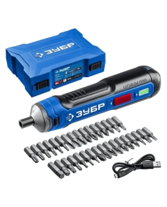 Купить Аккумуляторная отвертка ЗУБР Профессионал 4 Vmax, в кейсе с набором 33 бит PSD-4S в E-mobi