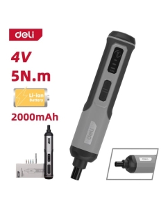 Купить Отвертка аккумуляторная DELI DC160 (4В х 2Ач, 5Нм, 300об/мин, Type-C, набор бит 4 шт, коробка) 162800 в E-mobi
