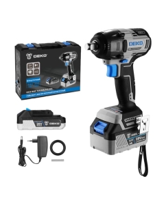 Купить Гайковерт аккумуляторный бесщеточный DEKO DKIS в кейсе, 20В, 2 АКБ: 1x4.0Ач, 1x2.0Ач 085-1124 в E-mobi
