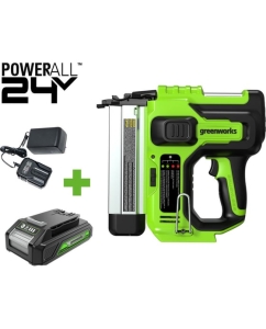 Купить Нейлер GreenWorks GD24BN, 24V, б/щет, 100 уд/мин, гвозди 18GA, LED, 1x2Ач,ЗУ, коробка  3400707VUA в E-mobi