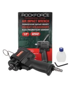 Купить Ударный пневмогайковерт Rockforce Compact с реверсом и регулировкой усилия 1/2'' 600Hм, 8500 об/мин,6.3bar,113 л/мин,1.45кг RF-82542(11712)  в E-mobi