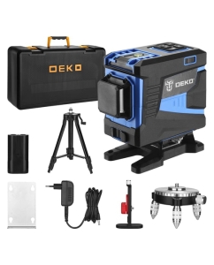 Купить Лазерный самовыравнивающийся профессиональный уровень DEKO в кейсе LL12-HVR PREMIUM со штативом 1 м (12 линий) 065-0105-2 в E-mobi