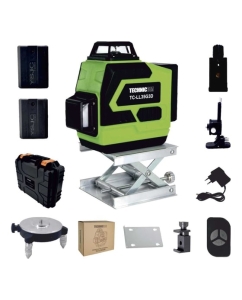 Купить Лазерный 3D уровень TECHNICOM 12 лучей, дистанция 30м, 3 режима, 2 акб 2400мАч, цвет лазера зелёный TC-LL35G3D в E-mobi