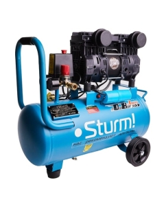 Купить Компрессор Sturm безмасляный, бесшумный, профессионал, 1500Вт, 24 л, 2600 об/м, 240л/м, 8б AC93224OL в E-mobi