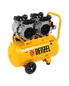 Купить Безмаслянный малошумный компрессор Denzel DLS 2200/50, 2200 Вт, 2x1100, 50 л, 380 л/мин 58031 в E-mobi