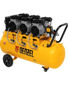 Купить Безмаслянный малошумный компрессор Denzel DLS 3300/100,3300Вт,3x1100,100 л,570 л/мин блок упр 58032  в E-mobi