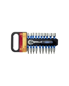 Купить Набор головок и головок-бит с трещоткой в пластиковом держателе KINGTUL 22пр. 1/4