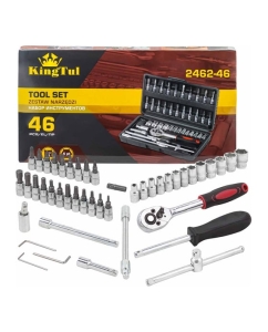 Купить Набор инструмента KingTul 46 предметов 1/4 (6-гран.)(4-14мм) KT-2462-46(60246) в E-mobi