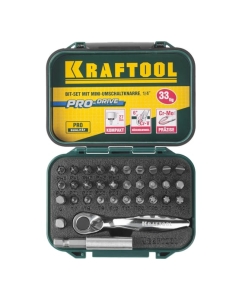 Купить Набор бит с мини трещоткой 1/4" Kraftool EXPERT 33 предмета 26157-H33  в E-mobi