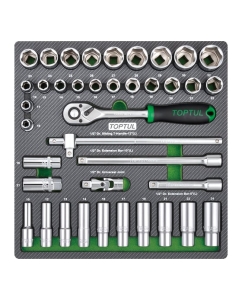Купить Набор головок и аксессуаров TOPTUL 1/2, 39 предметов в мягком ложементе GEC3901 в E-mobi