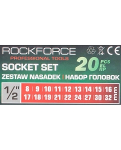 Купить Набор головок с трещоткой и удлинителем Rockforce 20 предметов 1/2'', 6гр RF-019-5K(59792)  в E-mobi