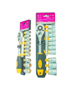 Купить Набор шестигранных головок с трещоткой 12 предметов Калибр НГШ-12 00000048771 в E-mobi