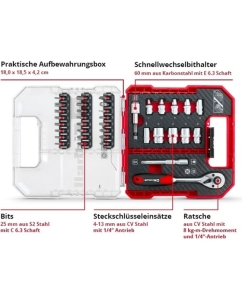 Купить Набор бит и головок Einhell битодержатель, ключ реверсивный, l-case, 37 предметов 109022  в E-mobi