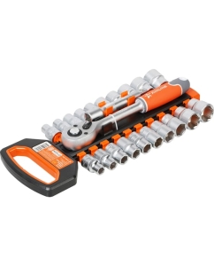 Купить Набор головок с трещоткой Airline 1/2 72Т 22пр. (10-24мм, дюйм. размеры 3/8-15/16, удл. 125мм) ATAO083  в E-mobi