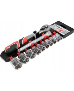Купить Набор торцовых головок YATO 3/8 10-24мм с трещоткой и удлинителем 12 предметов YT-38683  в E-mobi