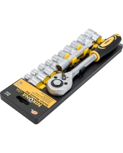 Купить Набор торцевых головок NIKONA с трещоткой квадрат 1/2", 12 предметов 09-923  в E-mobi