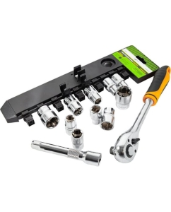 Купить Набор 6-гранных торцевых головок с трещоткой Pobedit 1/2", 12 предметов 2849303  в E-mobi