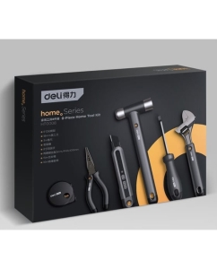 Купить Набор ручного инструмента DELI Home Series HT0008 8 предметов, эксклюзивный дизайн, софттач пластик, подарочная упаковка 104622  в E-mobi