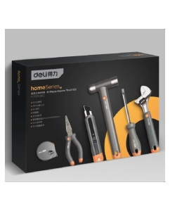 Купить Набор ручного инструмента DELI HOME SERIES GRAY HT0008C 8 предметов, эксклюзивный дизайн, софттач пластик, подарочная упаковка 130344  в E-mobi