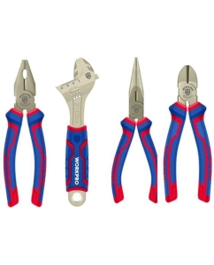 Купить Набор инструментов WORKPRO ключ разводной, длинногубцы, бокорезы, пассатижи, 4 шт. WP201009 в E-mobi