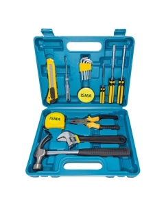Купить Набор инструментов ISMA плоскогубцы, разводной ключ, рулетка, молоток, нож, отвертки, шестигранники, изолента, в кейсе, 16 предметов ISMA-10016(50620)  в E-mobi