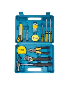 Купить Набор инструментов ISMA плоскогубцы, разводной ключ, рулетка, молоток, нож, отвертки, шестигранники, изолента, в кейсе, 16 предметов ISMA-10016(50620)  в E-mobi