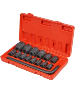 Купить Набор головок Airline ударных 1/2"DR, 38 мм, 15 предметов, 8-32 мм, Г-вороток, пластиковый кейс ATAS072  в E-mobi